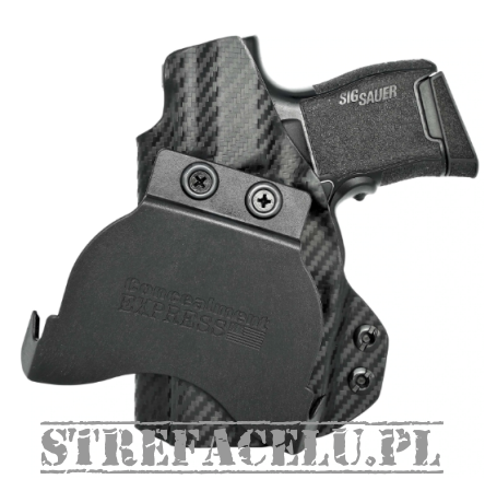 OWB Holster, Compatibility : Sig Sauer P365 with Lima, Manufacturer : Concealment Express, Material : Kydex, For Persons : Right Handed, Finish : Carbon