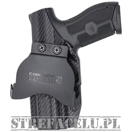 OWB Holster, Compatibility : IWI Masada Optic Cut, Manufacturer : Concealment Express, Material : Kydex, For Persons : Right Handed, Finish : Carbon