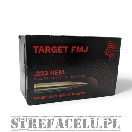 223 Remington Ammunition, Manufacturer : Geco, Bullet Weight : 3,56g (55g), Model : FMJ (VM)