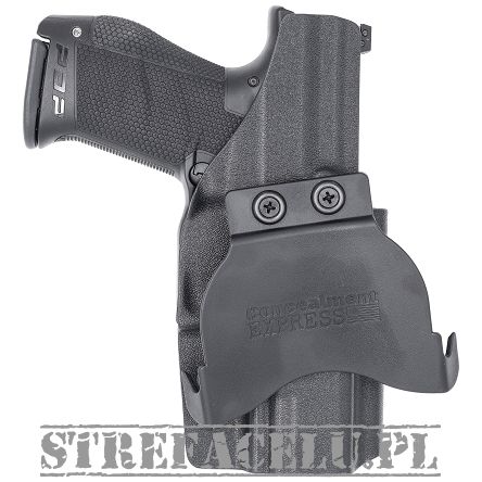 Kabura zewnętrzna lewa do pistoletu Walther PDP FS Optics Cut, OWB kydex, kolor: czarny