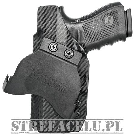 Kabura OWB Kydex Paddle Glock 17/19/22/23/26/27/31/32/33/34/45 Carbon. Zew. Prawa - Concealment Express GLK-171926-CF-RH-OWBPDL