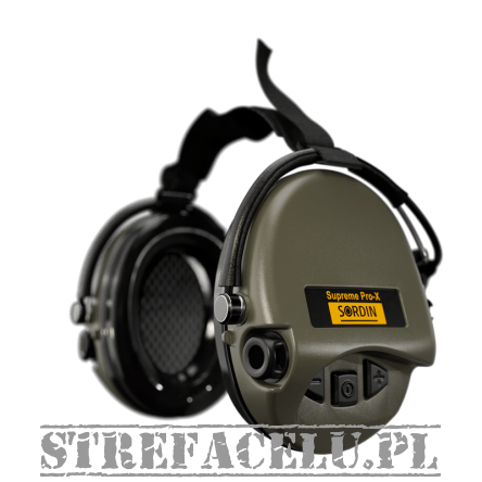 Headphones With Active Noise Canceling, Manufacturer : Sordin (Sweden), Model : Supreme Pro-X Neckband (Gel Pads), Color : Green