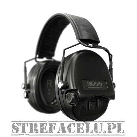Headphones With Active Noise Canceling, Manufacturer : Sordin (Sweden), Model : Supreme Mil Aux SFA SNR - 32 DB, Color : Black