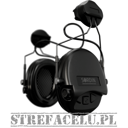 Headphones With Active Noise Canceling, Manufacturer : Sordin (Sweden), Model : Supreme MIL AUX & Helmet Mount ARC Rail, Color : Black - 72308-04-S