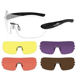 WileyX Detection Glasses; 5 Pairs Of Lenses : Clear, Yellow, Orange, Purple, Copper; Matte Black Frame