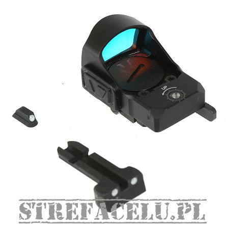 Meprolight MicroRDS Red Dot Micro Sight with Quick Detach Adaptor and Backup Sights for Glock
